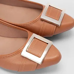 Sapatilha Feminina Penélope Enfeite Fivela Caramelo