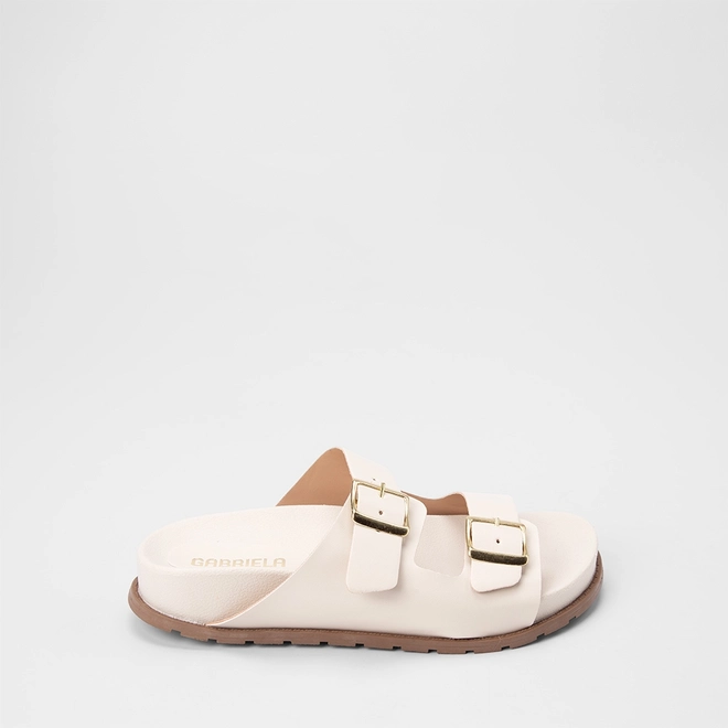 Papete Feminina Gabriela Tira Dupla Fivela Off White