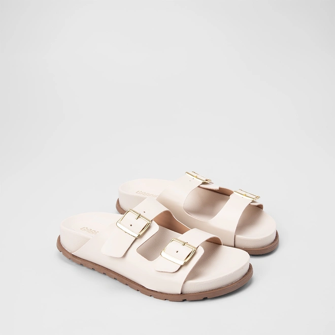 Papete Feminina Gabriela Tira Dupla Fivela Off White