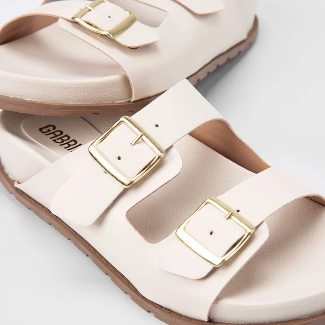 Papete Feminina Gabriela Tira Dupla Fivela Off White