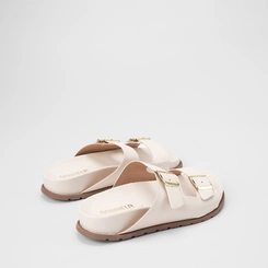 Papete Feminina Gabriela Tira Dupla Fivela Off White