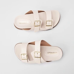 Papete Feminina Gabriela Tira Dupla Fivela Off White