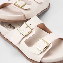 Papete Feminina Gabriela Tira Dupla Fivela Off White