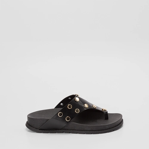 Tamanco Rasteiro Feminino Gabriela Detalhe Tachas Preto