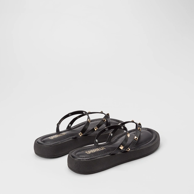 Tamanco Feminino Gabriela Flatform Detalhe Tachas Preto