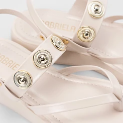 Sandália Feminina Gabriela Flatform Detalhe Metalizado Off White