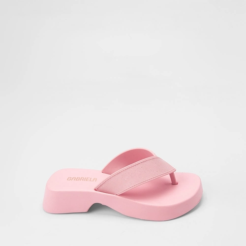 Tamanco Feminino Gabriela Plataforma Tira de Dedo Glitter Rosa