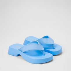 Tamanco Feminino Gabriela Plataforma Tira de Dedo Glitter Azul