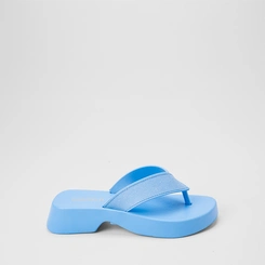 Tamanco Feminino Gabriela Plataforma Tira de Dedo Glitter Azul