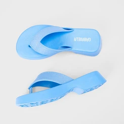 Tamanco Feminino Gabriela Plataforma Tira de Dedo Glitter Azul