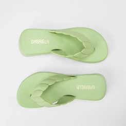 Tamanco Feminino Gabriela Plataforma Tira de Dedo Verde