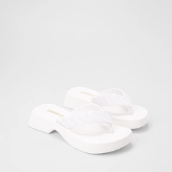 Tamanco Feminino Gabriela Plataforma Tira de Dedo Branco