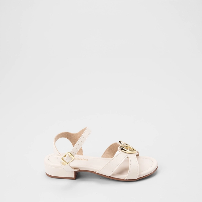Sandália Infantil Molekinha Enfeite Coração Off White