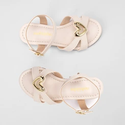 Sandália Infantil Molekinha Enfeite Coração Off White