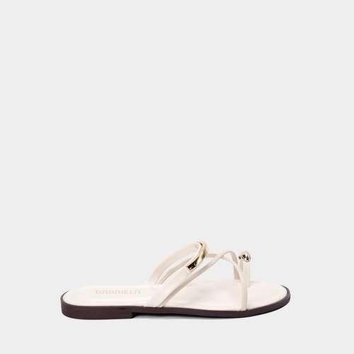 Rasteira Feminina Gabriela Detalhe Bold Off White