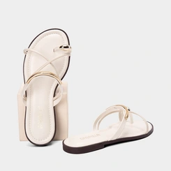 Rasteira Feminina Gabriela Detalhe Bold Off White