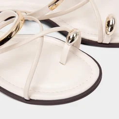 Rasteira Feminina Gabriela Detalhe Bold Off White