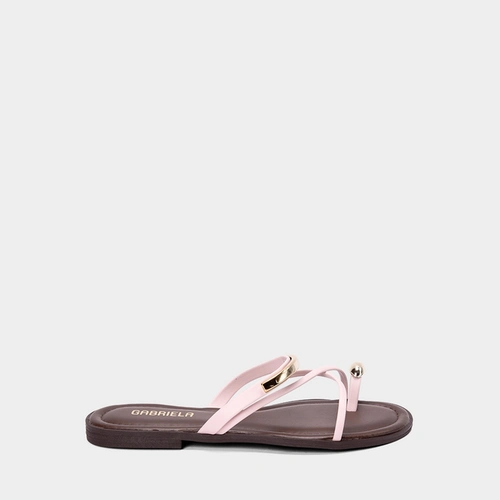 Rasteira Feminina Gabriela Detalhe Bold Rosa & Marrom