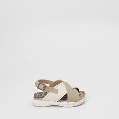 Papete Bebê Molekinho Tiras Cruzadas Off White & Bege