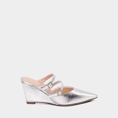 Mule Feminino Gabriela Anabela Tira Dupla Fivela Prata