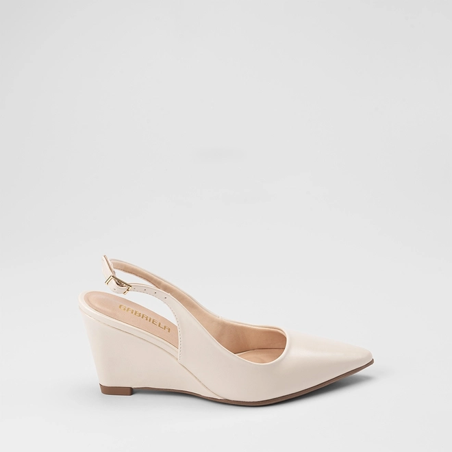 Scarpin Slingback Feminino Gabriela Anabela Off White