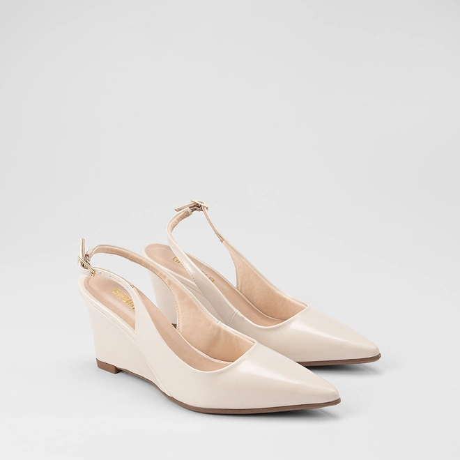 Scarpin Slingback Feminino Gabriela Anabela Off White