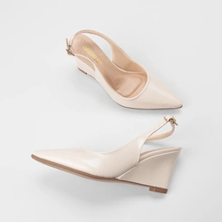 Scarpin Slingback Feminino Gabriela Anabela Off White