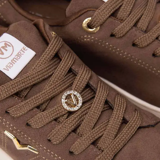 Tênis Casual Feminino Via Marte Pespontos Camurça Marrom