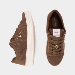 Tênis Casual Feminino Via Marte Pespontos Camurça Marrom