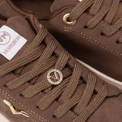 Tênis Casual Feminino Via Marte Pespontos Camurça Marrom