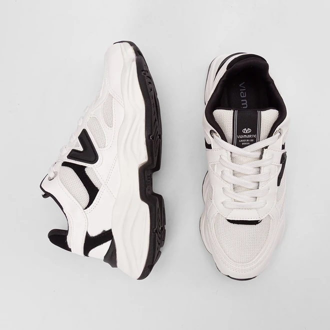 Tênis Chunky Feminino Via Marte Branco & Preto