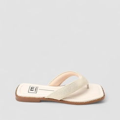 Rasteira Feminina Moleca Rebite Off White
