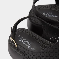 Sandália Feminina Modare Ultraconforto Detalhe Recortes Vazado Preto
