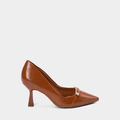 Scarpin Feminino Bebecê Detalhe Metalizado Marrom