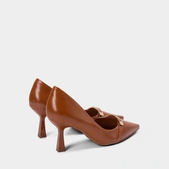 Scarpin Feminino Bebecê Detalhe Metalizado Marrom