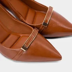 Scarpin Feminino Bebecê Detalhe Metalizado Marrom