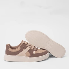 Tênis Casual Feminino Mississipi Jogging Recortes Bege & Marrom