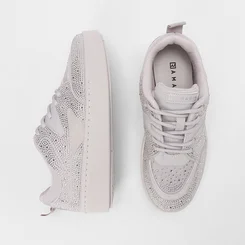 Tênis Casual Feminino Ramarim Nobuck Strass Cinza