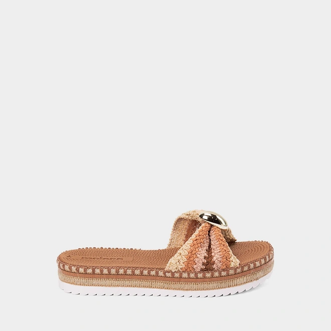 Tamanco Feminino Moleca Detalhe Bold Crochê Nude