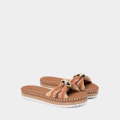 Tamanco Feminino Moleca Detalhe Bold Crochê Nude