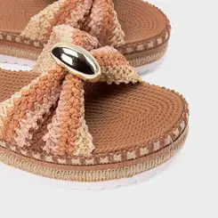 Tamanco Feminino Moleca Detalhe Bold Crochê Nude