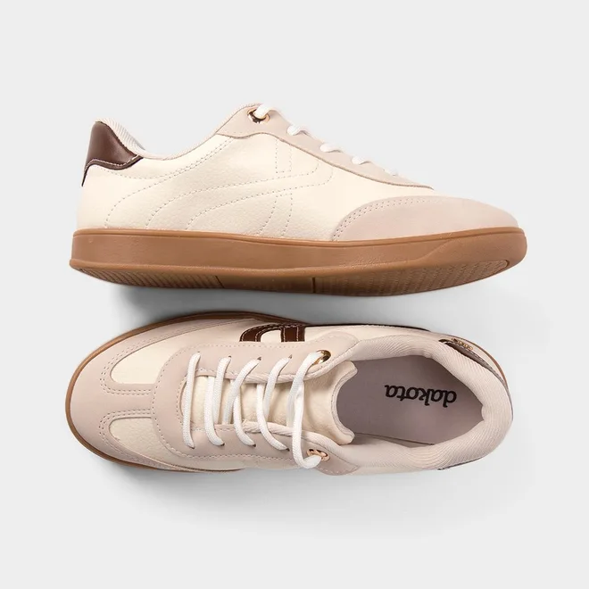 Tênis Casual Feminino Dakota Recorte Lateral Off White
