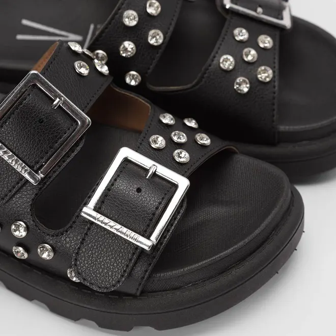 Papete Feminina Vizzano Detalhe Fivela & Pedraria Preto