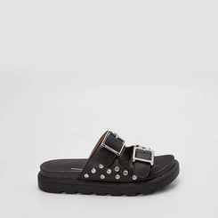 Papete Feminina Vizzano Detalhe Fivela & Pedraria Preto
