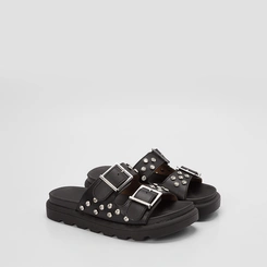 Papete Feminina Vizzano Detalhe Fivela & Pedraria Preto