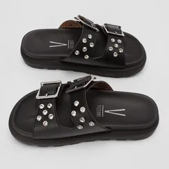 Papete Feminina Vizzano Detalhe Fivela & Pedraria Preto