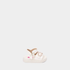 Sandália Bebê Molekinha Detalhe Fivela Pedraria Flor Off White