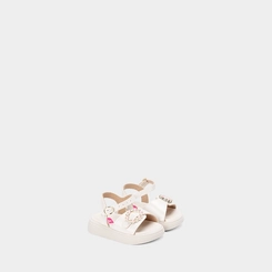 Sandália Bebê Molekinha Detalhe Fivela Pedraria Flor Off White