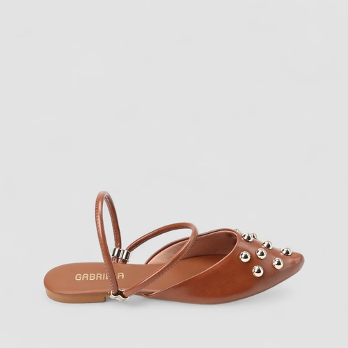 Mule Feminina Gabriela Tachas Multi Tiras Marrom