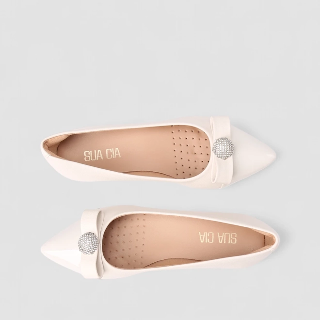 Sapatilha Feminina Sua Cia Laço Strass Branco